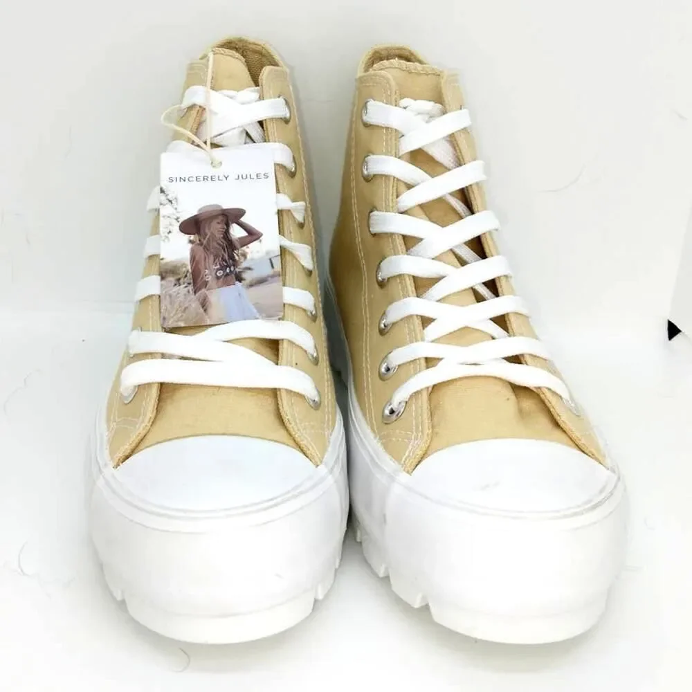 Sincerely Jules Womens New w/Tags Beige Hi-Top Platform Sneakers - Size 9.5